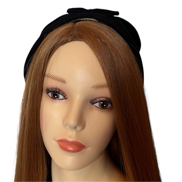 Vintage Velour Hat 1940s Black Bow Tilt Hat Bonnet Fascinator Cloche - Picture 4 of 9